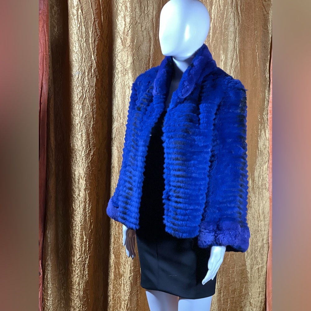 VOLARE BLUE RABBIT FUR COAT SIZE LARGE